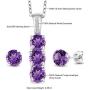 Gem Stone King 925 Sterling Silver Purple Amethyst and White Diamond Pendant Earrings Set For Women 2.29 Ctw with 18 Inch Silver Chain