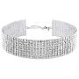 Zealmer Wide Fake Diamond Choker 8 Row White Gold Plated