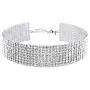 Zealmer Wide Fake Diamond Choker 8 Row White Gold Plated