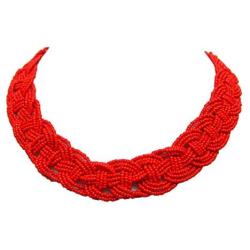 Red Woven Seedbead Collar Necklace by outROAR Gear