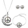 Floral Peace Sign Necklace Bracelet Earring Set