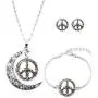 Floral Peace Sign Necklace Bracelet Earring Set