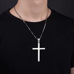 LUHE Sterling Silver Cross Pendant Necklace for Men Women Teens with Gift Box