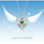 WINNICACA S925 Sterling Silver Angle Wings Heart Necklace Birthstone Birthday Jewelry Mothers Day Gifts for Her Women Mom