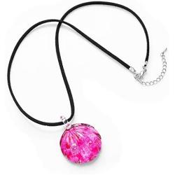 SUVANI Hand Blown & Hand Painted Glass Fuchsia Pink Seashell Necklace or Dangle Earrings