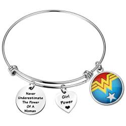 CENWA Girl Power Jewelry Never Underestimate The Power of a Woman Bracelet Wonder Woman Inspired Jewelry