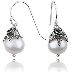 PAZ Creations .925 Sterling Silver Pearl Dangle Earrings