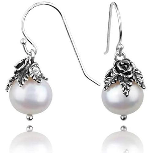 PAZ Creations .925 Sterling Silver Pearl Dangle Earrings