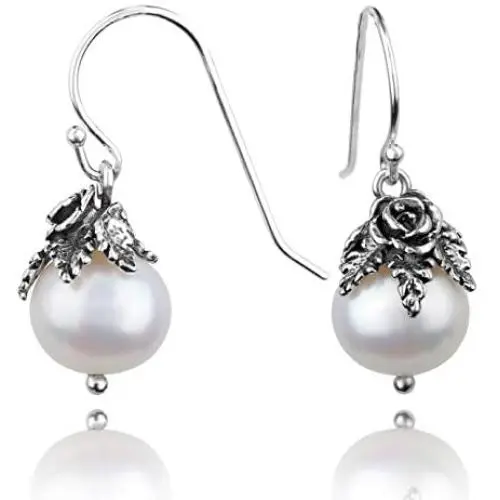 PAZ Creations .925 Sterling Silver Pearl Dangle Earrings PAZ Creations .925 Sterling Silver Pearl Dangle Earrings