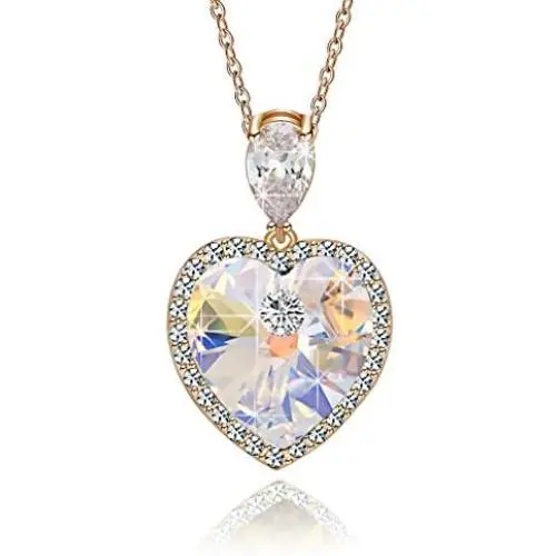 EVEVIC Swarovski Crystal Heart Pendant Necklaces for Women 14K Gold Plated Dainty Necklace Jewelry EVEVIC Swarovski Crystal Heart Pendant Necklaces for Women 14K Gold Plated Dainty Necklace Jewelry
