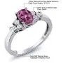 Gem Stone King 925 Sterling Silver Pink Tourmaline and White Topaz Womens Engagement Ring (0.74 Cttw, Available 5,6,7,8,9)