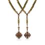 COTTVOTT Wood Rosary Beads Necklace Catholic Saint Benedict Medal Cross Pendant Necklace Prayer Gift
