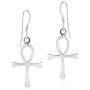 Egyptian Ankh Symbol of Life Cross .925 Sterling Silver Dangle Earrings