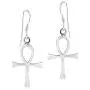 Egyptian Ankh Symbol of Life Cross .925 Sterling Silver Dangle Earrings Egyptian Ankh Symbol of Life Cross .925 Sterling Silver Dangle Earrings
