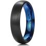 King Will Duo Unisex 5mm 6mm 7mm 8mm Classic Black Rose Gold/Blue Domed Tungsten Carbide Wedding Band Ring Comfort Fit