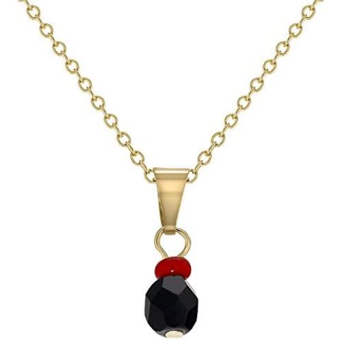 In Season Jewelry 18k Gold Plated Simulated Azabache Evil Eye Protection Necklace for Kids 16''