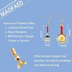 MAOFAED Kitchen Tableware Earring Tiny Spatula Fried Egg Earring Funny Kitchen Tools Earring Gift for Mother Girlfriend