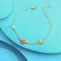 LAZLUVU 18K Gold Honey Bee Charms Bracelet Adjustbale Bangle Bracelets Jewelry Gift for Women