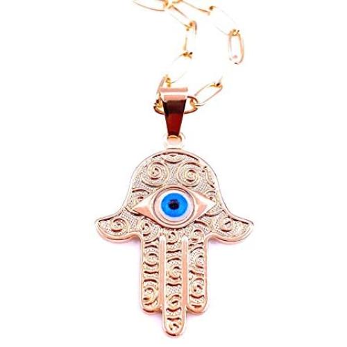 18K Gold Plated Hamsa Hand Pendant Necklace for Women Lucky & Protection Jewelry