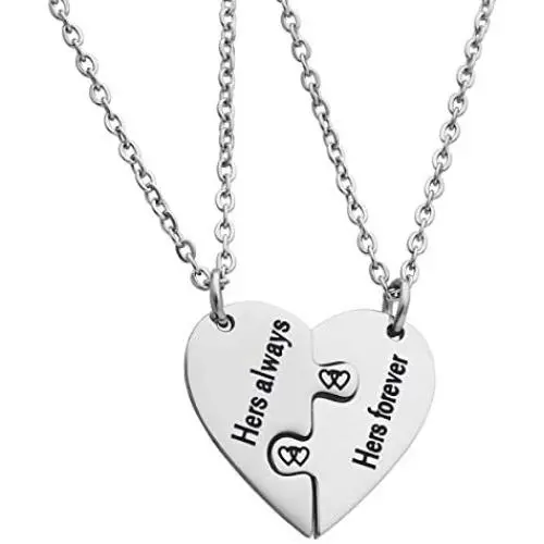 Ankiyabe Lesbian Couples Heart Puzzle Piece Pendant Necklace LGBT Lesbian Girlfriend Wife Wedding Gift Women Pride