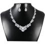 LOYALLOOK Rhinestone Crystal Bridal Costume Jewerry Set for Women Bridesmaid Gifts Floral Teardrop Bridal Necklace Earrings Bracelets Set for Wedding