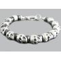 Blackjack Jewelry Mens Genuine Gemstone Stainless Steel Skeleton Skull Punk Beaded Hand Bracelet With Cuff Hook Clasp