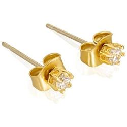 Lifetime Jewelry Cubic Zirconia Studs Earrings 24k Gold Plated for Women or Men