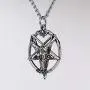 Real Metal Baphomet Satanic Goat Head Inverted Pentagram Silver Finish One Inch Pendant Necklace Real Metal Baphomet Satanic Goat Head Inverted Pentagram Silver Finish One Inch Pendant Necklace