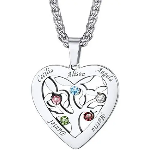 U7 Mother Necklace Personalized Engrave Name Jewelry|2/3/4/5/6/7 Children Friend Family Names Necklace with Birthstone for Women Girls,Pendant for Mom Grandma,Wife U7 Mother Necklace Personalized Engrave Name Jewelry|2/3/4/5/6/7 Children Friend Family Names Necklace with Birthstone for Women Girls,Pendant for Mom Grandma,Wife