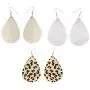 Delicate 3 Pairs Leaf Teardrop Earring Genuine Gold Silver Leather Leopard Print Lightweight Dangle Earrings Women Jewelry Set Delicate 3 Pairs Leaf Teardrop Earring Genuine Gold Silver Leather Leopard Print Lightweight Dangle Earrings Women Jewelry Set