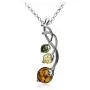 Sterling Silver Multicolor Natural Amber Pendant Necklace Chain 18 Inches Sterling Silver Multicolor Natural Amber Pendant Necklace Chain 18 Inches