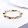U7 Women Birthstone Crystal Bracelet 18K Gold Plated Round Cut Cubic Zirconia Tennis Bracelet, Fit 6-8 Inches