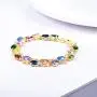 U7 Women Birthstone Crystal Bracelet 18K Gold Plated Round Cut Cubic Zirconia Tennis Bracelet, Fit 6-8 Inches