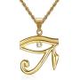 Lee Island Fashion 24K Gold Plated CZ Eye of Horus Egyptian Protection Pendant Stainless Steel Necklace, 24 Inch Chain Eye of Providence/All-Seeing-Eye Jewelry