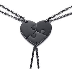 VNOX 2/3/4/5 Piece Heart Puzzle Piece Necklace Keychian Set Delicate BBF Friendship Necklace for 2/3/4/5/6,Birthday Bridesmaid Gift