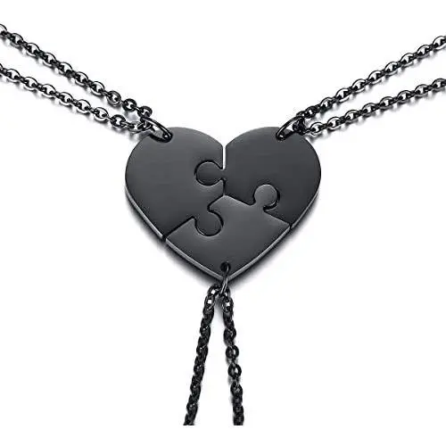 VNOX 2/3/4/5 Piece Heart Puzzle Piece Necklace Keychian Set Delicate BBF Friendship Necklace for 2/3/4/5/6,Birthday Bridesmaid Gift