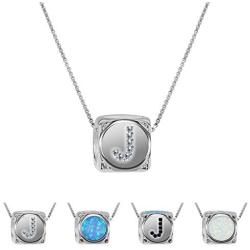FENRNISI S925 Sterling Silver Initial Necklace for Kids Girls 14K Gold Plated Opal Pendant Necklace for Girls Women
