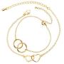 The Woos Double Heart Kont Round Circle Chain Friendship Bracelet Two Interlocking Infinity Love Charm Bracelets Adjustable Hollow Heart Interlock Bracelet Bangle for Best Friends Mother Jewelry