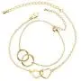 The Woos Double Heart Kont Round Circle Chain Friendship Bracelet Two Interlocking Infinity Love Charm Bracelets Adjustable Hollow Heart Interlock Bracelet Bangle for Best Friends Mother Jewelry