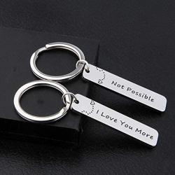 Zuo Bao Couple Keychain I Love You More/Not Possible Gift for Wife Husband Boyfriend Girlfriend Gift