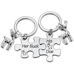 Her Buck His Doe Couple Keychain Promise Gift Funny Wedding Jewelry Gifts