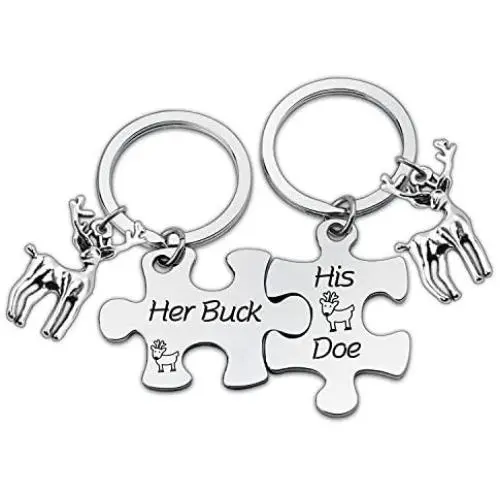 Her Buck His Doe Couple Keychain Promise Gift Funny Wedding Jewelry Gifts Her Buck His Doe Couple Keychain Promise Gift Funny Wedding Jewelry Gifts