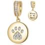 Always in My Heart Sparkling Paw Print Dangle Charm 925 Sterling Silver Dog Cat Charms Beads with CZ Stones Compatible with Pandora Charm Bracelet Necklace Gift for Women/Wife/Mother/Pet Lover