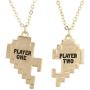 Lux Accessories Player 1 2 Gamer BFF Broken Heart Necklace Set 2