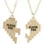 Lux Accessories Player 1 2 Gamer BFF Broken Heart Necklace Set 2