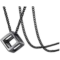 Xusamss Fashion Titanium Steel Hollow Cubic Pendant Necklace,22'' Link Chain