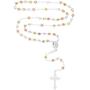 Solid Sterling Silver Tricolor Diamond Cut 3mm-5mm Italian Virgin Mary Rosary Bead Cross Necklace | Made In Italy | 925 Sterling Silver Rosary Y Necklace Chain for Women And Men