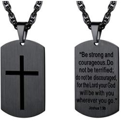 PROSTEEL Stainless Steel Cross Jewelry, Mens Womens Jewelry, Dog Tags Pendant, Military Tag with Words, Inspirational Necklace