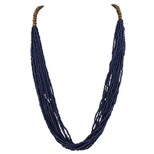 Bocar Long Multiple Row Handmade Beaded Statement Necklace with Gift Box (NK-10407) Bocar Long Multiple Row Handmade Beaded Statement Necklace with Gift Box (NK-10407)