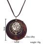 SIVITE Vintage Bronze Tree of Life with Wood Pendant Necklace Long Leather Chain Wooden Necklace for Women Girls